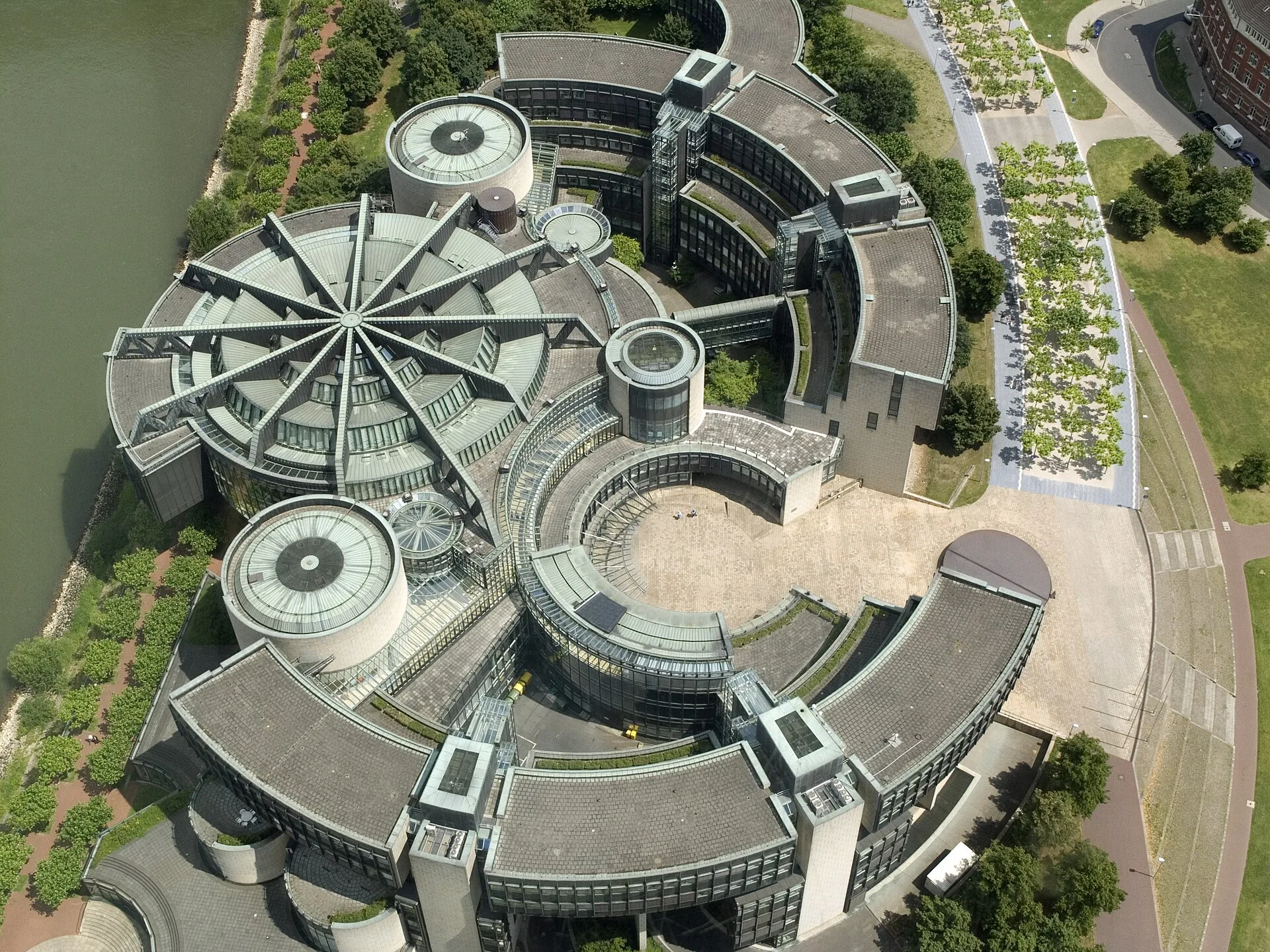 The state parliament, seen from the top of the Rheinturm