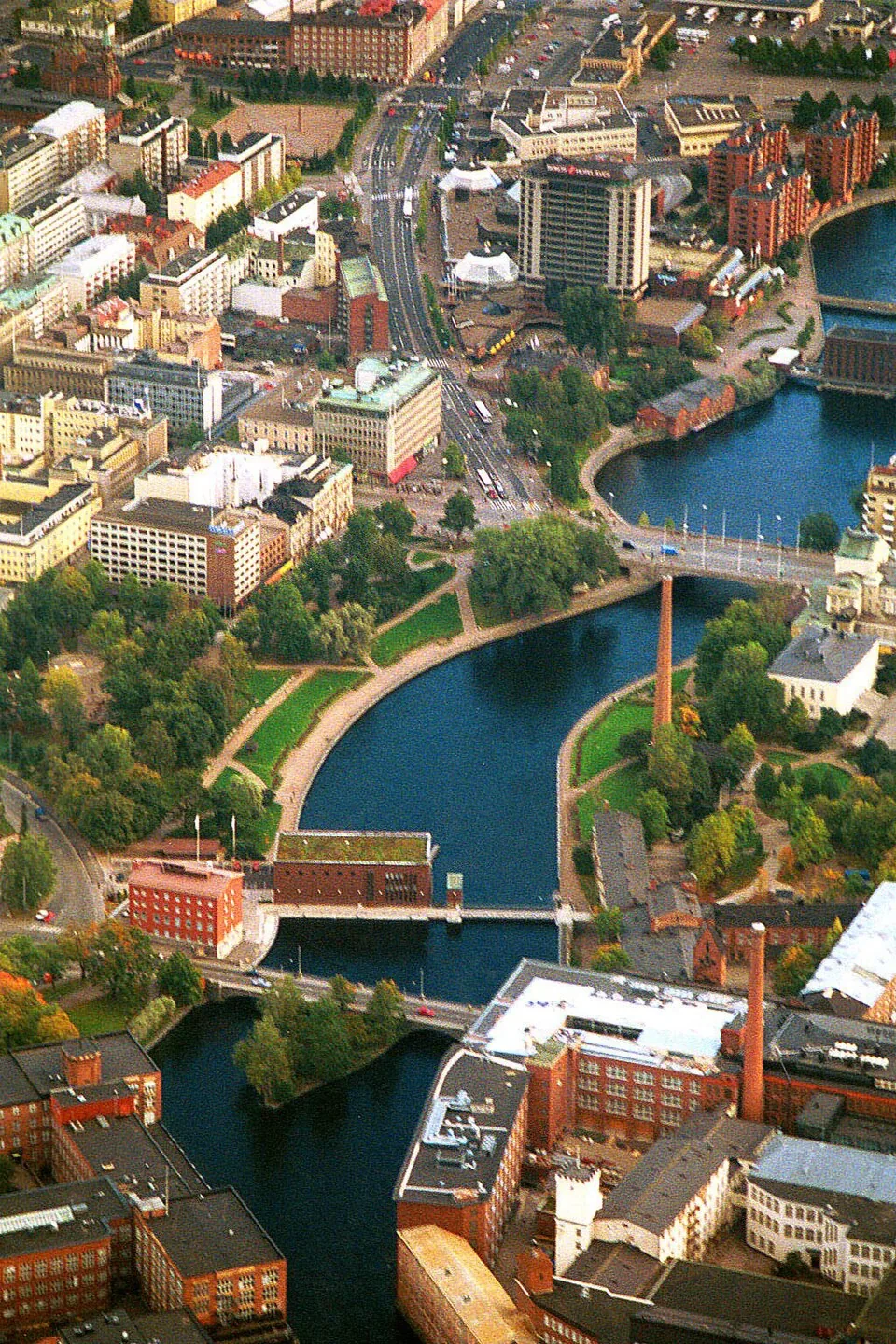 Aerial view of the city center of Tampere (Keskusta)